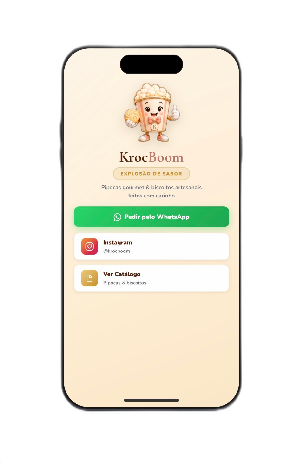 Mockup do link na bio KrocBoom