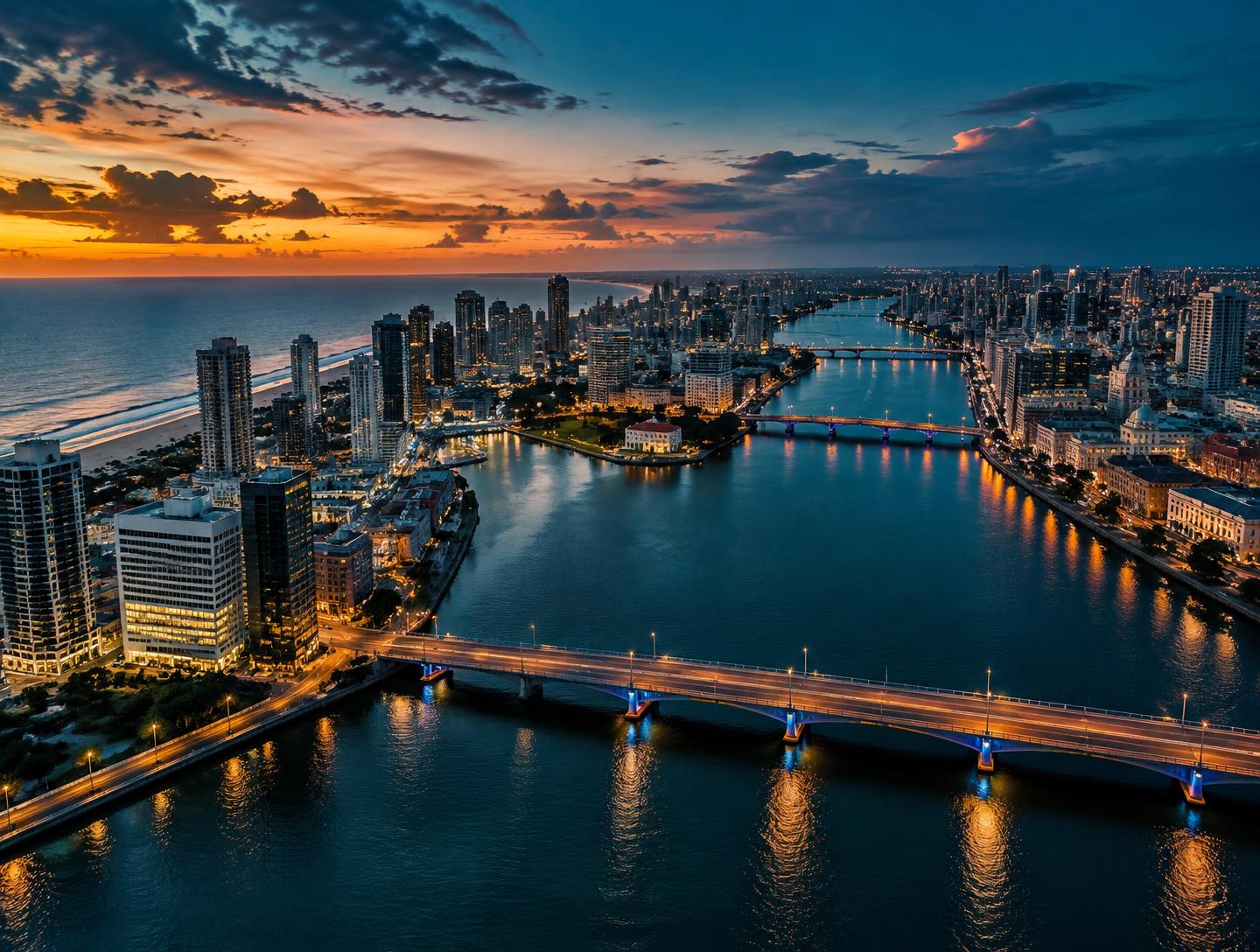 Vista aérea cinematográfica de Recife captada por drone