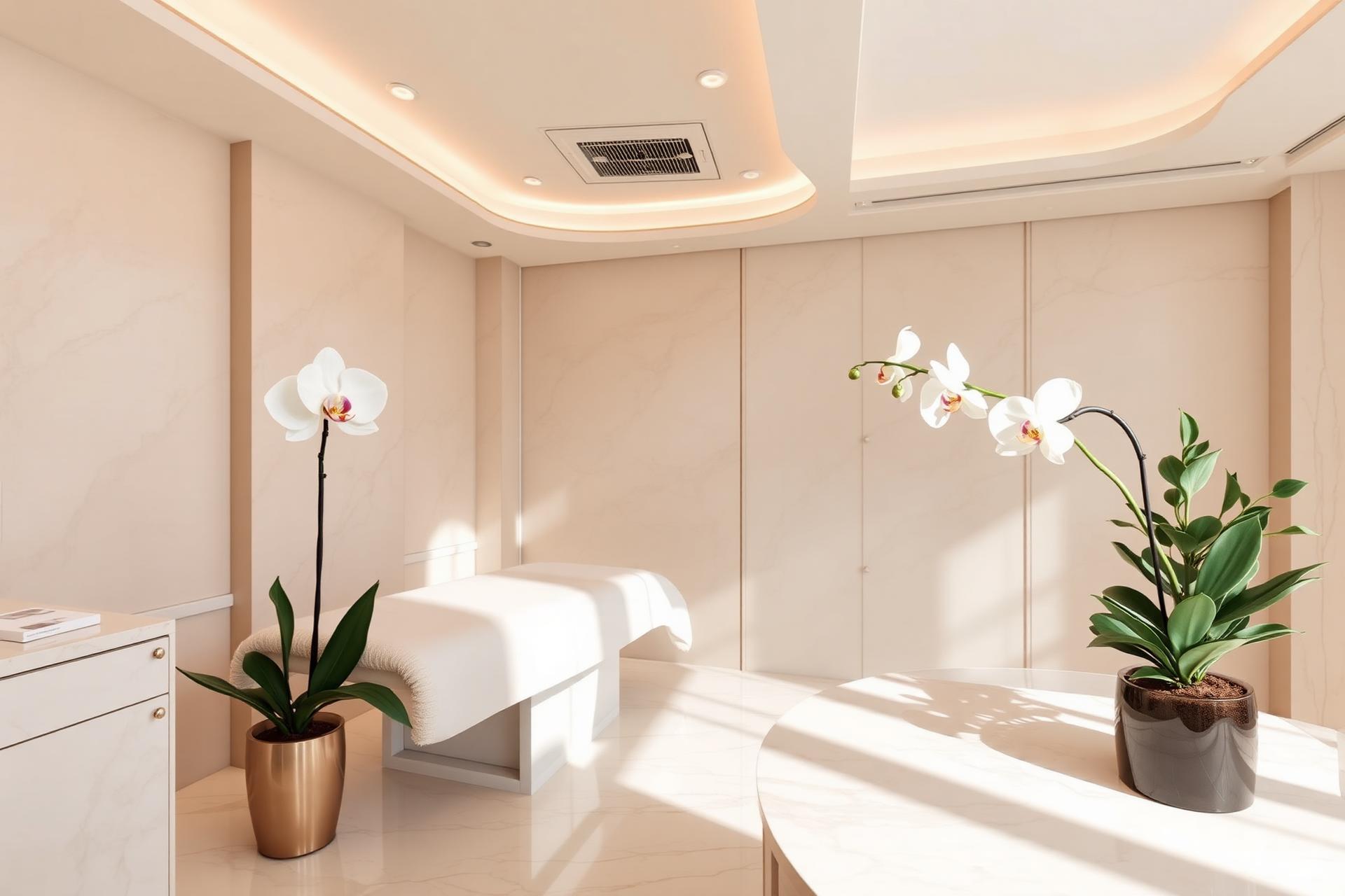 Sala de tratamento estético com iluminação suave
